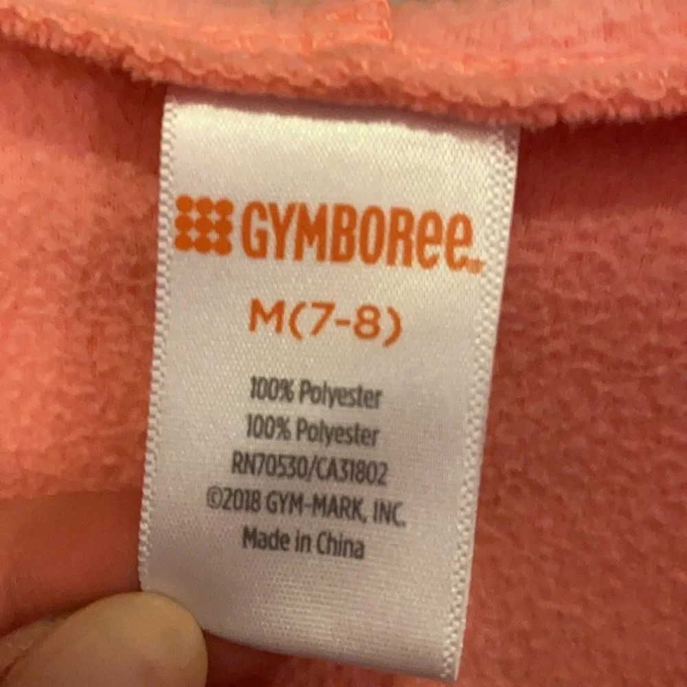 Gymboree peach pink coral fleece girls Medium jacket hoodie zipper closure 7/8​​